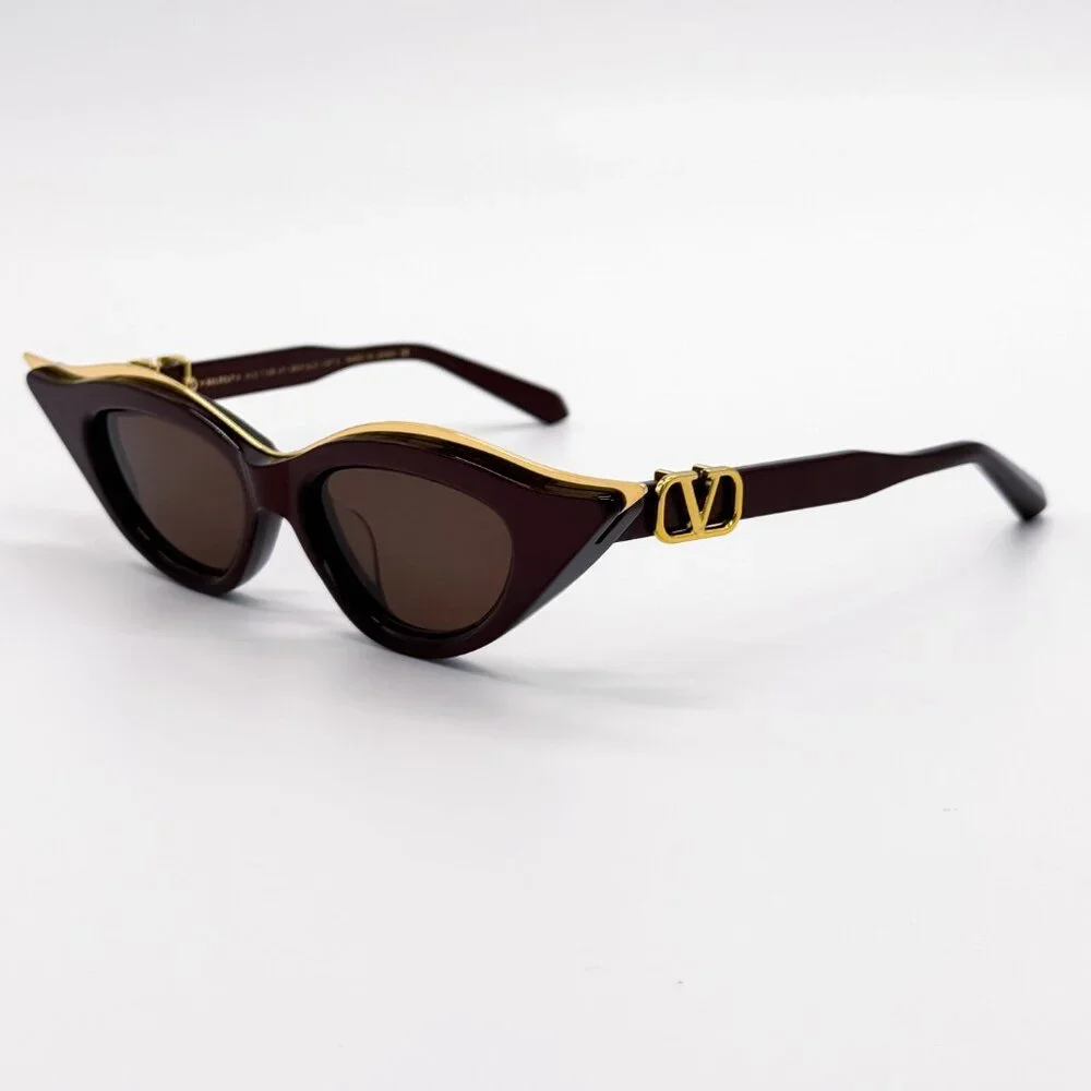 NEW VALENTINO V-GOLDCUT VLS-114B BORDEAUX WOMEN CAT EYE SUNGLASSES VALENTINO